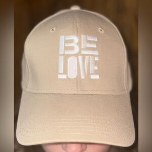 NWT OTTO Embroidered“Be Love” Beige Khaki/White Embroidered Adjustable Hat OSFA
